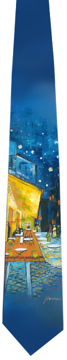 Cafe ad Arles Van Gogh Cravatte dipinte a mano
